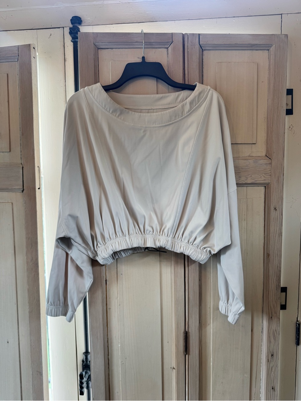 Balance Athletica Cropped Pullover Sweatshirt in Light Beige